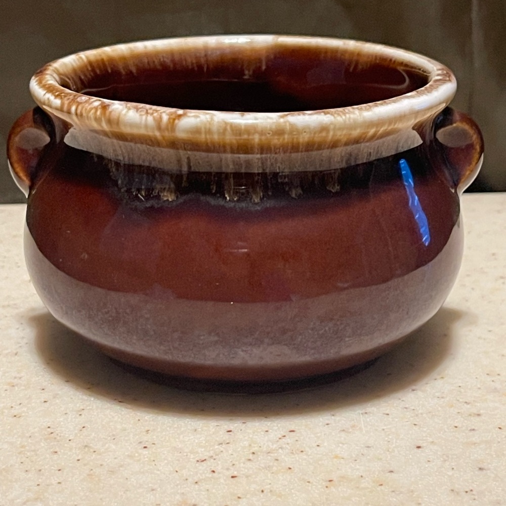Vintage California Pottery Brown Drip Soup Cereal Dip Bowl Dish Oven Proof